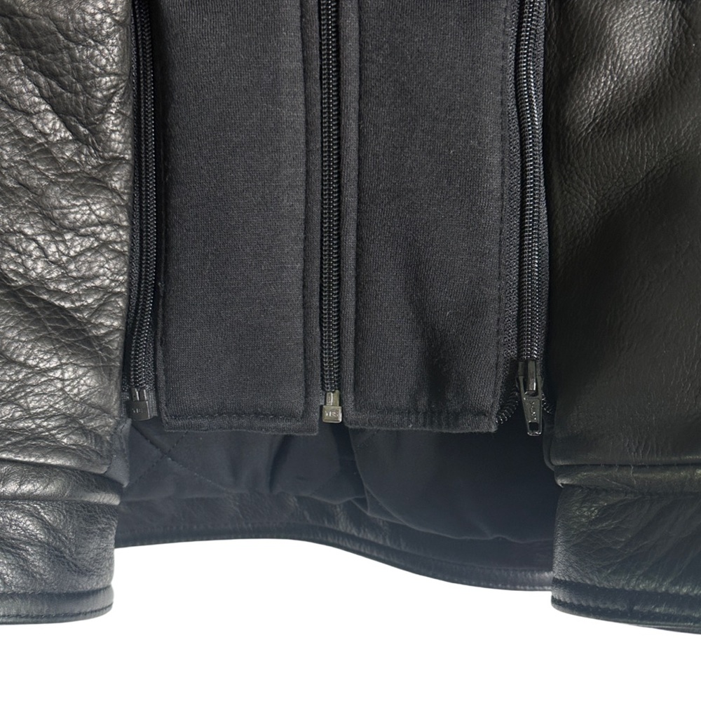 Wilsons Alan Black Leather Grunge Motorcycle Jacket With Removable Hood Size L - Picture 9 of 15